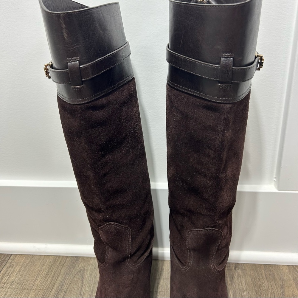 SOLD- Tory Burch Dark Brown Over the Knee Boots - Picture 2 of 13